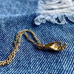Super Dainty “Om” Hand Gold Necklace